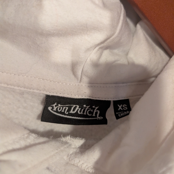 Von Dutch White Hoodie with Pink & Black Logo - Picture 2 of 5